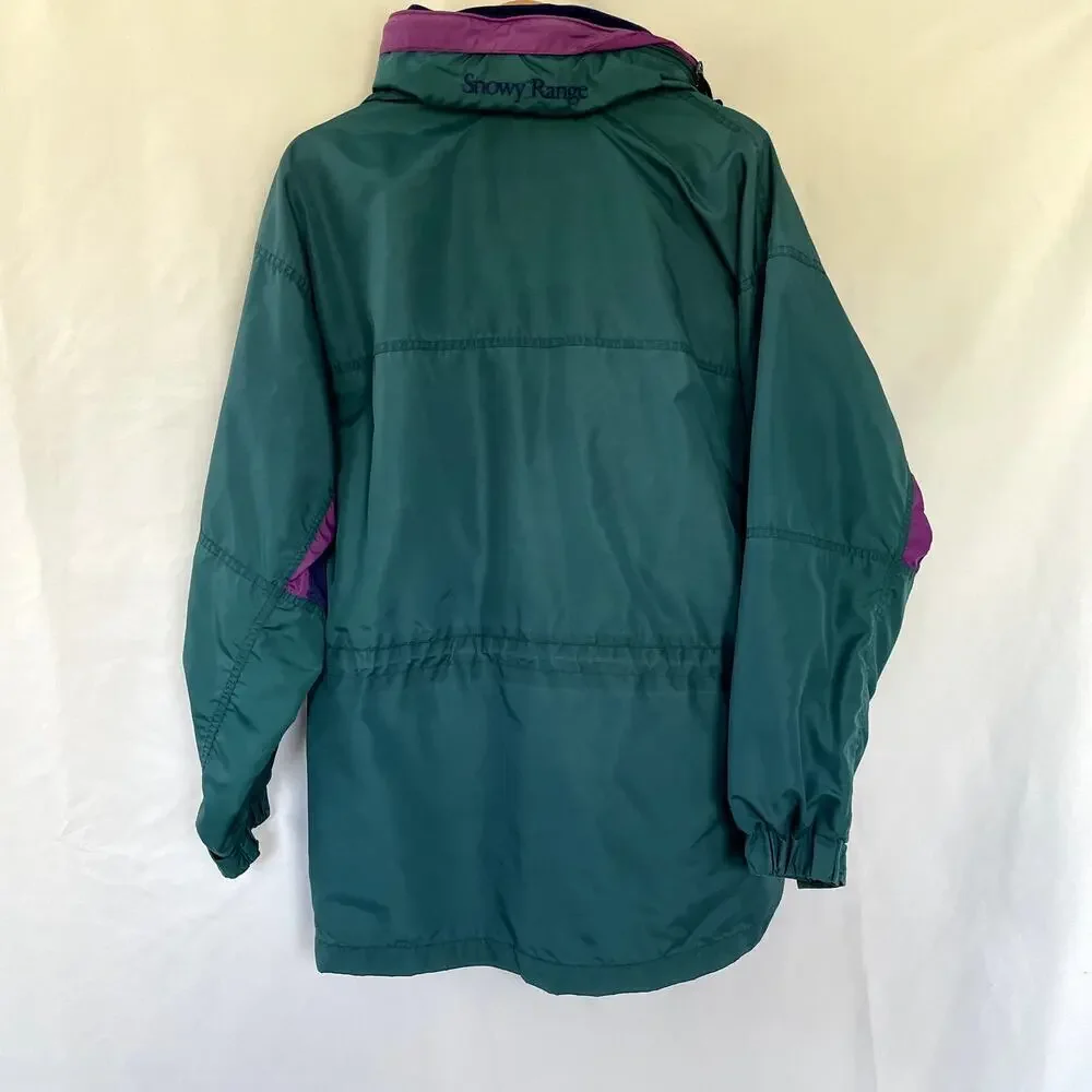 Columbia Snowy Range Full Zip Jacket M Teal Women Vintage Colorblock Nylon‎